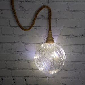 Подвесной светильник-шар Bradberry, 10 микро LED ламп, на батарейках, стекло