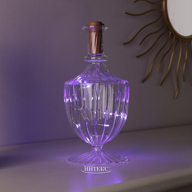 Гирлянда-пробка для бутылки Violet Lights 1 м, 10 фиолетовых LED ламп, на батарейках, IP20 Serpantin