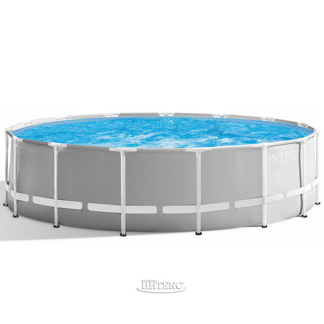 Каркасный бассейн 26726 Intex Prism Frame 457*122 см серый, картриджный фильтр, аксессуары INTEX