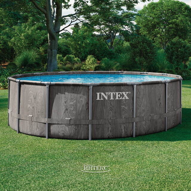 Каркасный бассейн 26742 Intex GreyWood Prism Frame 457*122 см, картриджный фильтр, аксессуары INTEX