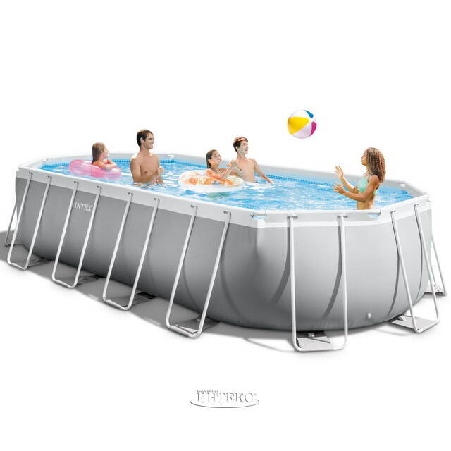 Каркасный овальный бассейн 26798 Intex Prism Frame 610*305*122 см, картриджный фильтр, аксессуары INTEX