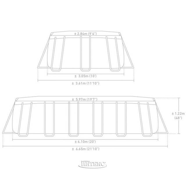 Каркасный овальный бассейн 26798 Intex Prism Frame 610*305*122 см, картриджный фильтр, аксессуары INTEX