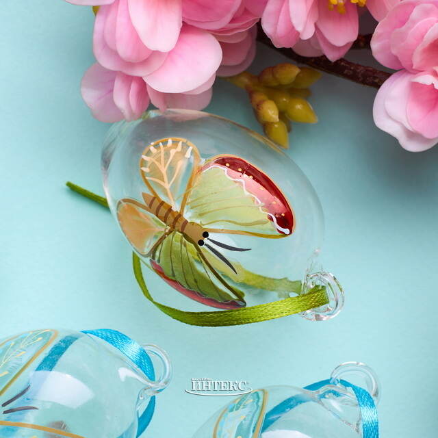 Декоративные пасхальные яйца - Tropical Butterflies 6 см, 6 шт, подвеска Winter Deco