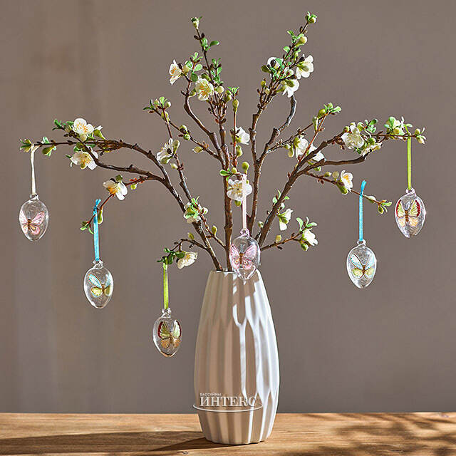 Декоративные пасхальные яйца - Tropical Butterflies 6 см, 6 шт, подвеска Winter Deco
