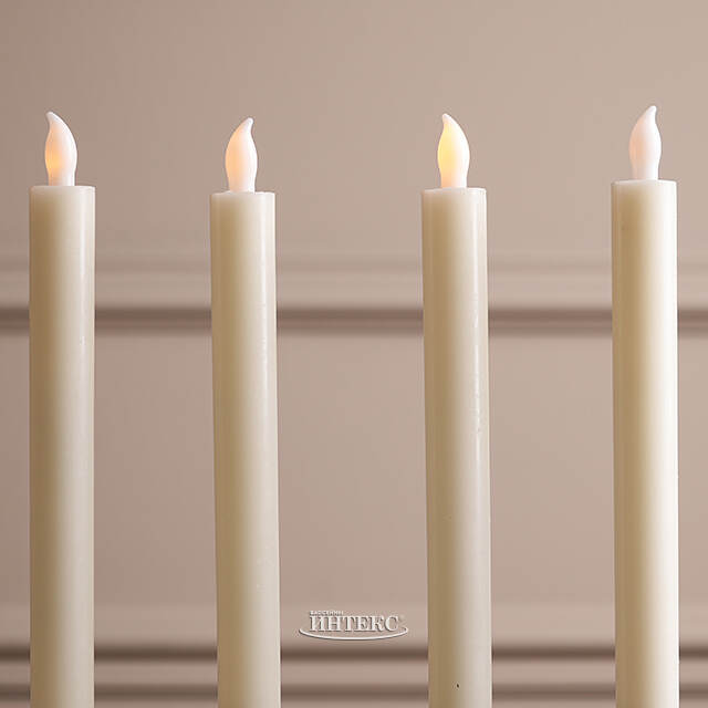 Столовые светодиодные свечи Homely Light 25 см кремовые, 4 шт, на батарейках, IP20 Winter Deco