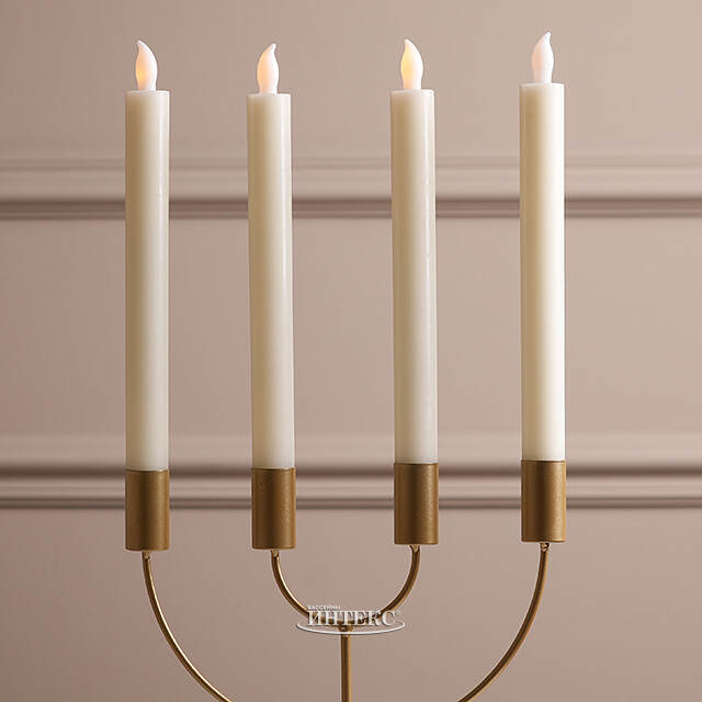 Столовые светодиодные свечи Homely Light 25 см кремовые, 4 шт, на батарейках, IP20 Winter Deco
