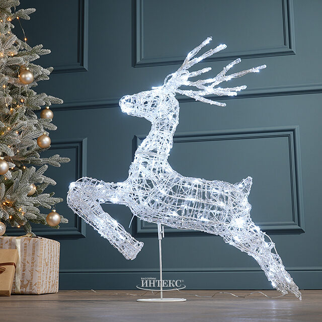 Светодиодная фигура Олень Дэнсер 80 см, 120 холодных белых LED ламп, IP44 Winter Deco