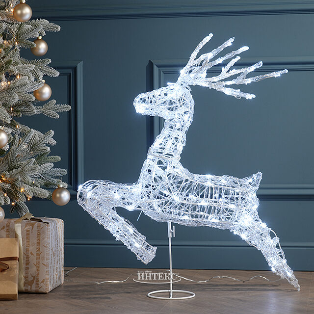 Светодиодная фигура Олень Дэнсер 80 см, 120 холодных белых LED ламп, IP44 Winter Deco