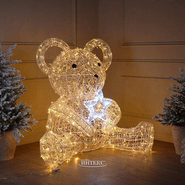 Светодиодный медведь Стабби 120 см, 584 теплых белых LED ламп, IP67 Winter Deco