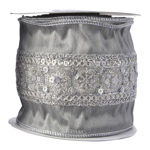 Декоративная лента Silver Windsor: Тонкое Кружево 500*10 см (Kaemingk)
