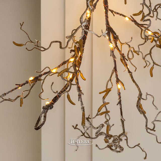 Светящаяся ветка - гирлянда Sparkling Hazel 120 см, 80 теплых белых LED ламп, на батарейках, IP44 Kaemingk