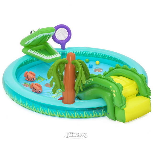 Игровой центр Crocodile Cove 224*181*72 см, с горкой и фонтаном, клапан Bestway
