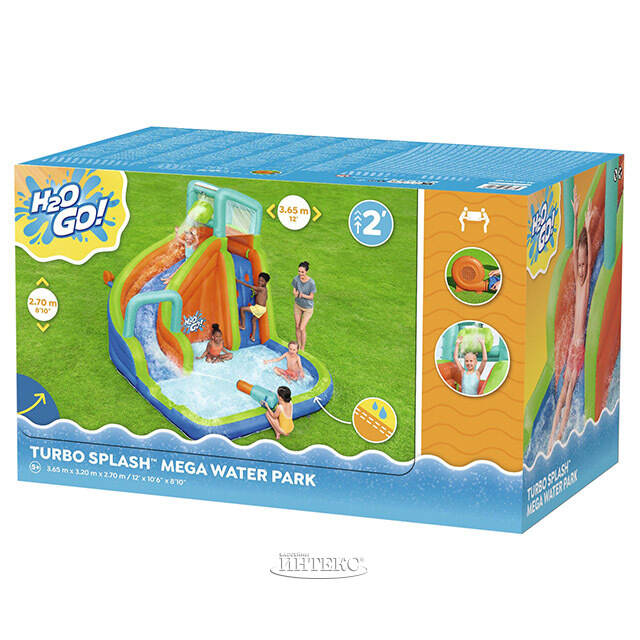 Водный игровой центр с горкой и стеной для скалолазания Turbo Splash 365*320*270 см синий Bestway