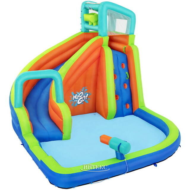 Водный игровой центр с горкой и стеной для скалолазания Turbo Splash 365*320*270 см синий Bestway