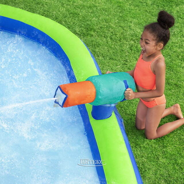 Водный игровой центр с горкой и стеной для скалолазания Turbo Splash 365*320*270 см синий Bestway
