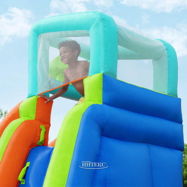 Водный игровой центр с горкой и стеной для скалолазания Turbo Splash 365*320*270 см синий Bestway