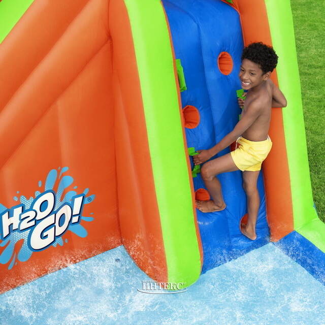 Водный игровой центр с горкой и стеной для скалолазания Turbo Splash 365*320*270 см синий Bestway