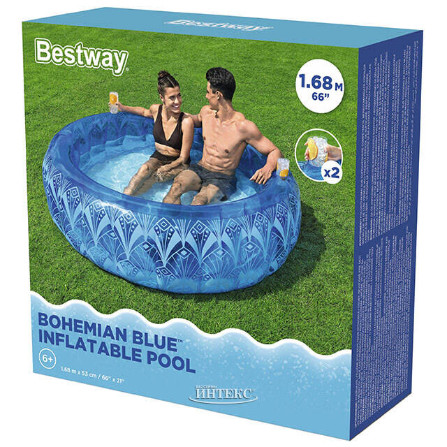 Надувной бассейн Bohemian Blue 168*53 см, надувное дно Bestway