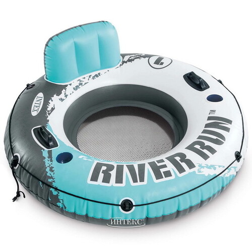 Надувной круг-кресло River Run с сетчатым дном 135 см аквамарин INTEX