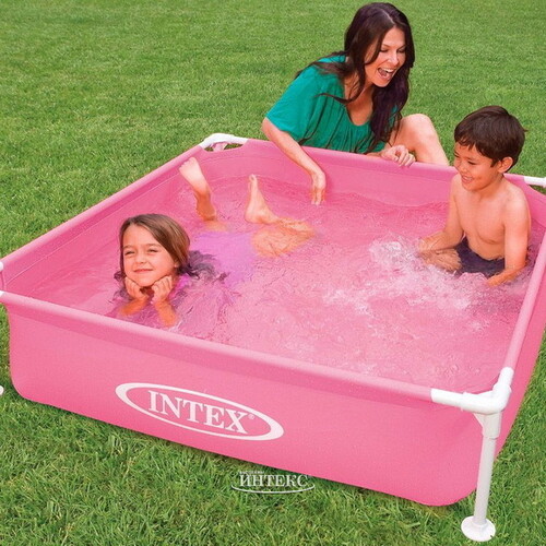 Детский каркасный бассейн Квадратный 122*30 см, розовый, клапан INTEX