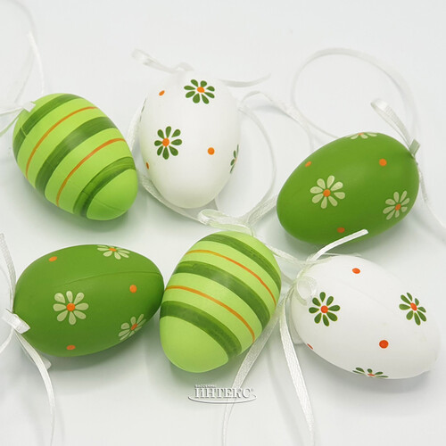 Пасхальные подвески Яйца - Green Easter 6 см, 6 шт Breitner