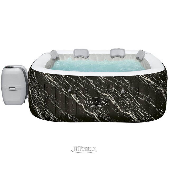 Надувной бассейн-джакузи Lay-Z-Spa: Hollywood Luxe 180*180*66 см, аэромассаж, теплосберегающий тент, подсветка Bestway