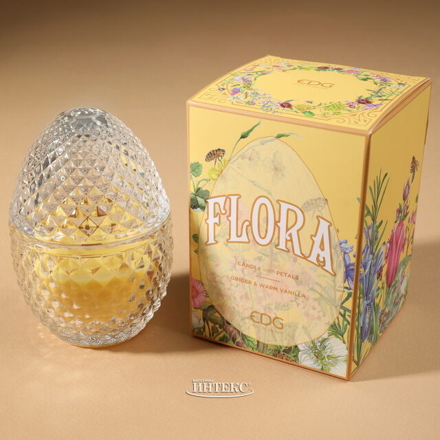 Ароматическая свеча Flora - Ginger&Warm Vanilla 12 см, 20 часов горения EDG