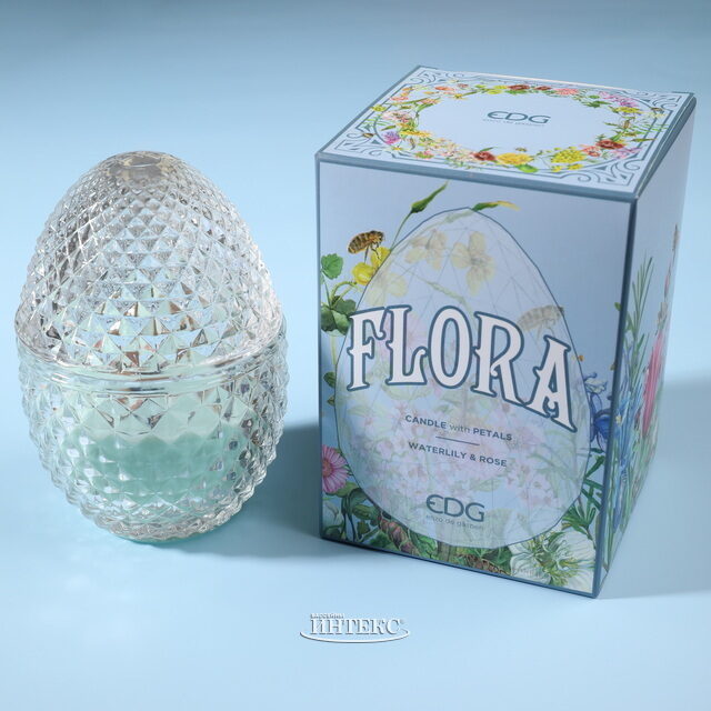 Ароматическая свеча Flora - Waterlily&Rose 12 см, 20 часов горения EDG