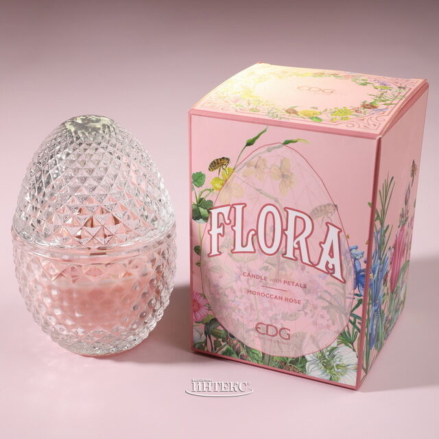 Ароматическая свеча Flora - Moroccan Rose 12 см, 20 часов горения EDG