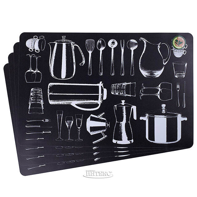 Набор плейсматов Kitchen Utensils 44*29 см светло-серые, 4 шт Koopman