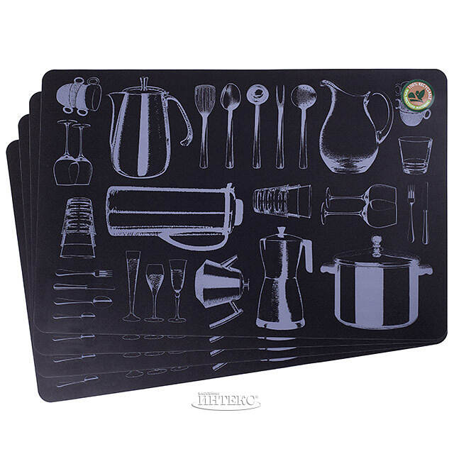 Набор плейсматов Kitchen Utensils 44*29 см серые, 4 шт Koopman