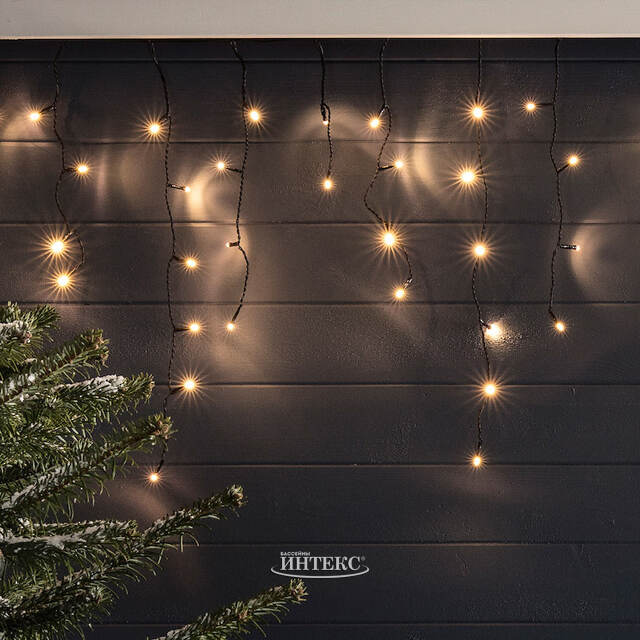 Светодиодная гирлянда Бахрома Profi Rubber 3.1*0.5 м, 120 теплых белых LED ламп, черный КАУЧУК+ПВХ, соединяемая, IP65 Winter Deco
