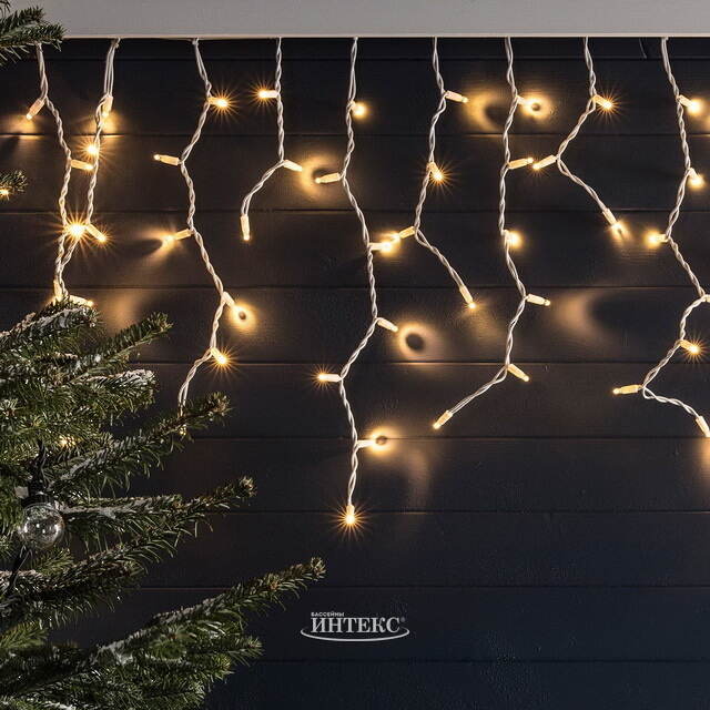 Светодиодная гирлянда Бахрома Profi Rubber 5*0.9 м, 323 теплых белых LED ламп, белый КАУЧУК+ПВХ, соединяемая, IP65 Winter Deco