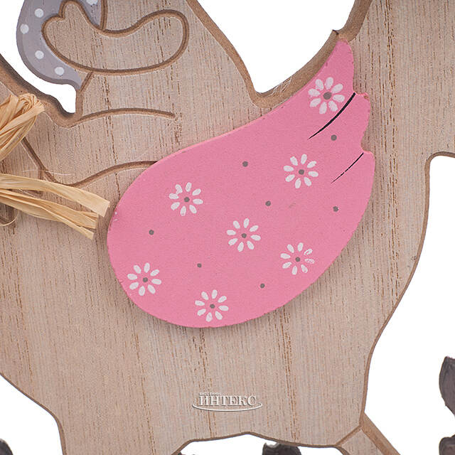 Декоративная фигурка Курочка-Качалка и Кролик Банни 23 см розовая Due Esse Christmas
