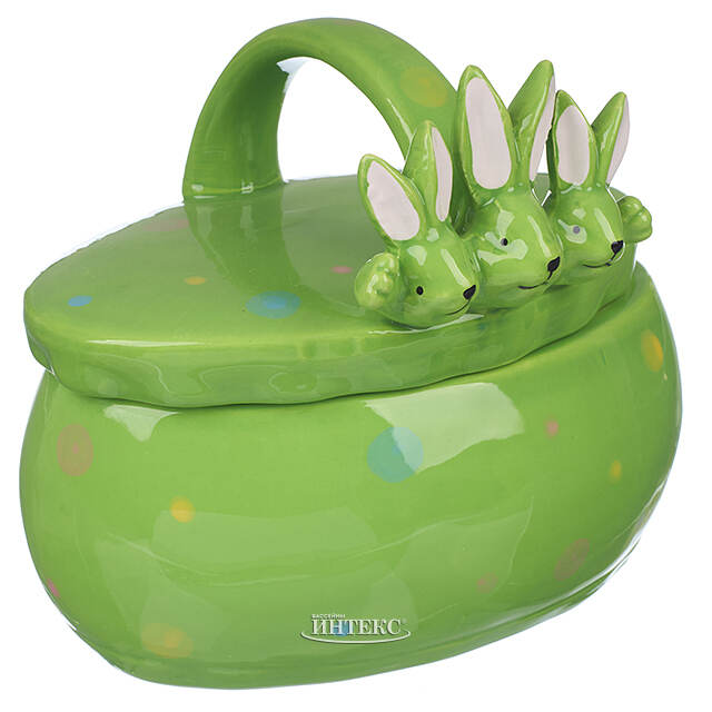Конфетница Friendly Bunny 17*15 см зеленая Due Esse Christmas