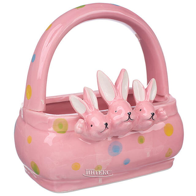 Конфетница Three Bunny 15 см розовая Due Esse Christmas