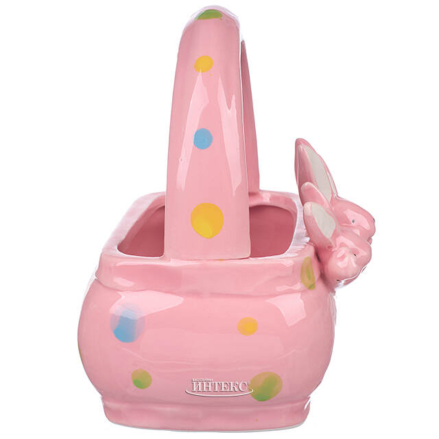 Конфетница Three Bunny 15 см розовая Due Esse Christmas