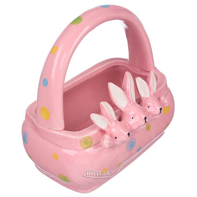 Конфетница Three Bunny 15 см розовая Due Esse Christmas