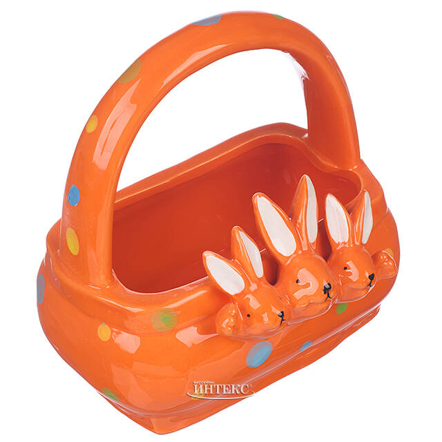 Конфетница Three Bunny 15 см оранжевая Due Esse Christmas