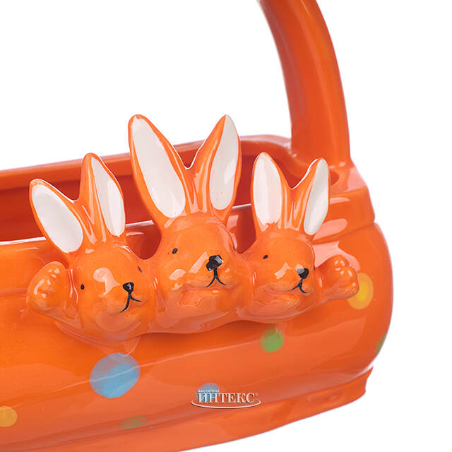 Конфетница Three Bunny 15 см оранжевая Due Esse Christmas
