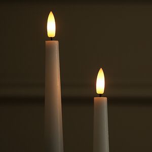 Столовые светодиодные свечи с имитацией пламени Athena 29 см белые, 2 шт, на батарейках Edelman фото 4