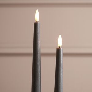 Столовые светодиодные свечи с имитацией пламени Athena 29 см серые, 2 шт, на батарейках Edelman фото 3
