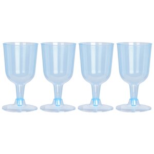 Пластиковые бокалы для вина Кристи 160 мл голубые, 4 шт
