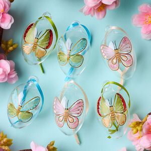 Декоративные пасхальные яйца - Tropical Butterflies 6 см, 6 шт, подвеска Winter Deco фото 4