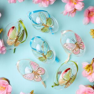 Декоративные пасхальные яйца - Tropical Butterflies 6 см, 6 шт, подвеска Winter Deco фото 2