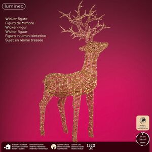 Светящийся олень Golden horns 180 см, 1320 теплых белых LED ламп, таймер, IP44 Kaemingk фото 2