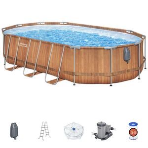Каркасный овальный бассейн c гидромассажем Bestway Power Steel Spa 610*366*122 см коричневый, фильтр-насос, подсветка, аксессуары Bestway фото 2
