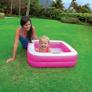 Детский бассейн с надувным дном Малыш розовый, 86*25 см INTEX фото 1