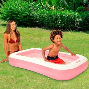 Детский бассейн с надувным дном Розовый 166*100*25 см INTEX фото 1