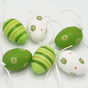 Пасхальные подвески Яйца - Green Easter 6 см, 6 шт Breitner фото 1